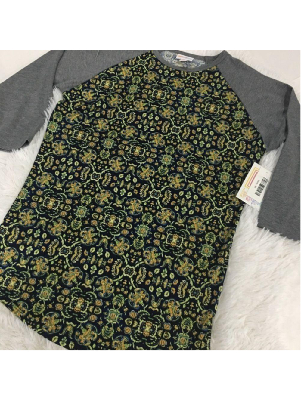 LULAROE Randy XS New Gray sleeves floral paisley